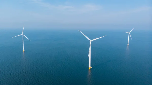 Windmill Park Ocean Drone Aerial View Windmill Turbines Generating Green — Stock Photo, Image