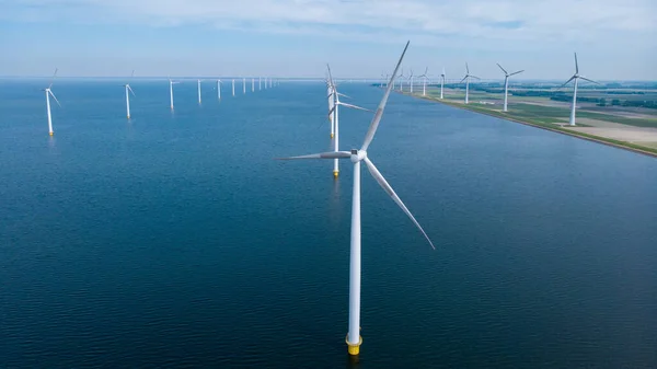 Вітряний Парк Океані Безпілотний Вид Вітряних Турбін Генерують Зелену Енергію — стокове фото