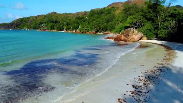 Praslin Seychely Tropická Pláž Během Luxusní Dovolené Seychelách Tropická Pláž — Stock video