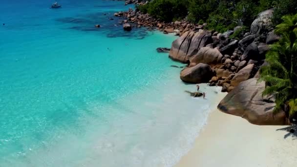 Praslin Seychelles Praia Tropical Durante Umas Férias Luxo Seychelles Praia — Vídeo de Stock