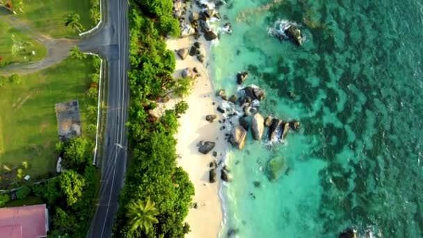 Praslin Seychelles Playa Tropical Durante Unas Vacaciones Lujo Seychelles Playa — Vídeos de Stock