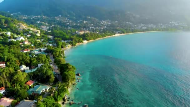 Praslin Seszele Tropikalna Plaża Podczas Luksusowych Wakacji Seszelach Tropikalna Plaża — Wideo stockowe