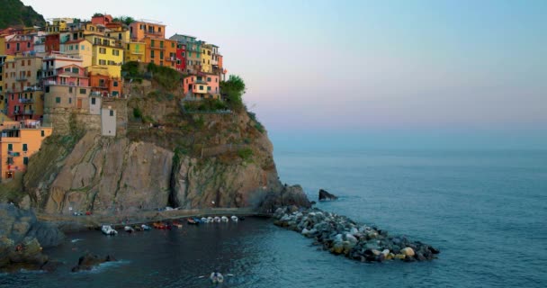 Село Манарола Парк Cinque Terre Італії Протягом Літнього Дня Відпустка — стокове відео