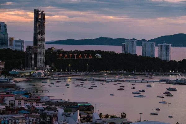 Pattaya Thailand May 2022 Sunset Pattaya Thailand Skyline City Hotels — Stock Photo, Image
