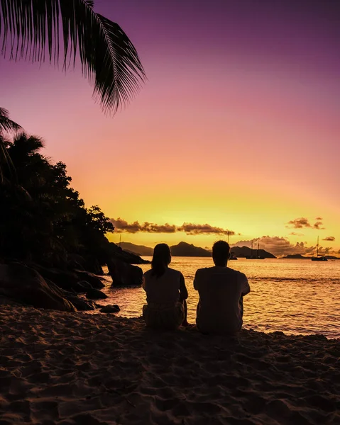 Anse Patates Beach Digue Island Seyshelles Drone Aerial View Digue — Stock Fotó