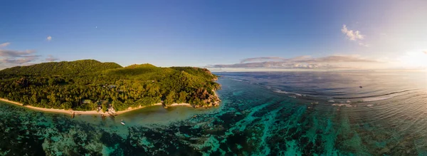 Anse Source Dargent Beach Digue Island Seyshelles Drone Aerial View — Foto de Stock