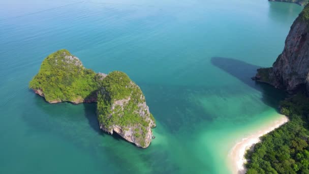 Пляж Railay Beach Таиланде Вид Дрона Пляж Railay Beach Таиланде — стоковое видео