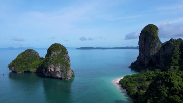 Railay Beach Krabi Thailand Tropical Beach Railay Krabi Drone Aerial — Stock Video