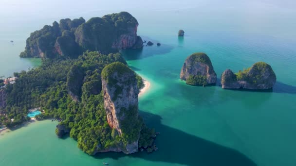 Railay Beach Krabi Tailandia Playa Tropical Railay Krabi Drone Vista — Vídeo de stock