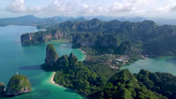 Railay Beach Krabi Ταϊλάνδη Τροπική Παραλία Του Railay Krabi Drone — Αρχείο Βίντεο
