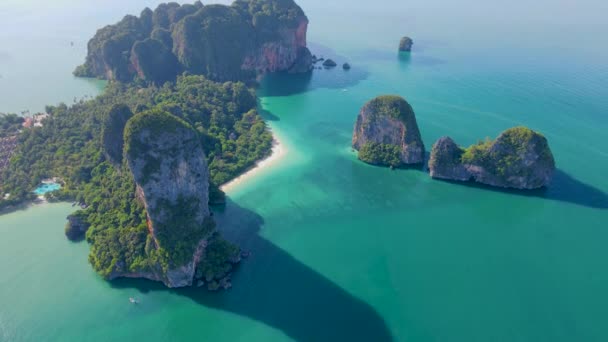 Railay Beach Krabi Thailand Tropical Beach Railay Krabi Drone Airview — 비디오