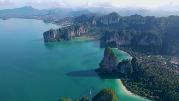 Railay Beach Krabi Thaiföld Trópusi Strand Railay Krabi Drone Légi — Stock videók