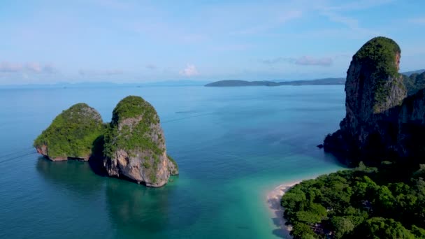 Railay Beach Krabi Thaïlande Plage Tropicale Railay Krabi Drone Vue — Video