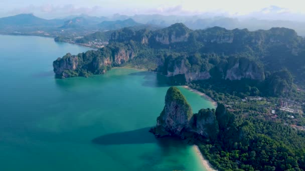 Railay Beach Krabi Tajlandia Tropikalna Plaża Railay Krabi Dron Widok — Wideo stockowe