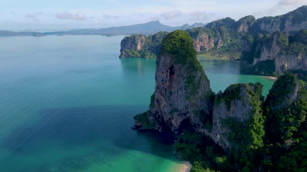 Railay Beach Krabi Tailândia Praia Tropical Railay Krabi Drone Vista — Vídeo de Stock