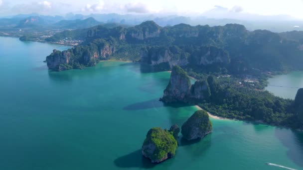 Railay Beach Krabi Thaïlande Plage Tropicale Railay Krabi Drone Vue — Video