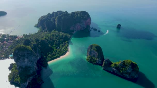 Railay Beach Krabi Tailândia Praia Tropical Railay Krabi Drone Vista — Vídeo de Stock