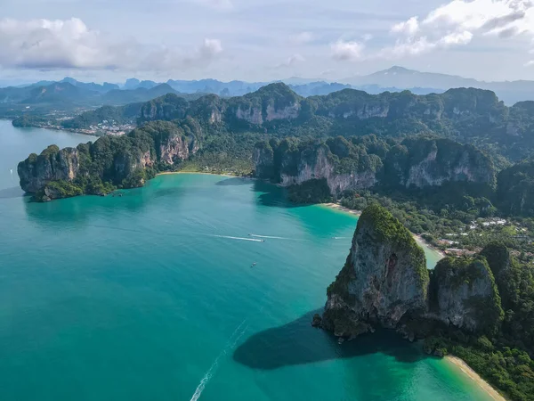 Railay Beach Krabi Tailândia Praia Tropical Railay Krabi Drone Vista — Fotografia de Stock