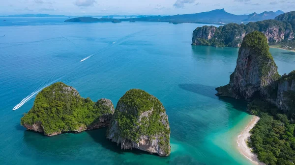 Railay Beach Krabi Thailand Tropical Beach Railay Krabi Drone Air — стокове фото