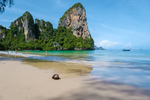 Railay Beach Krabi Tajlandia Tropikalna Plaża Railay Krabi Panoramiczny Widok — Zdjęcie stockowe