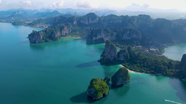 Railay Beach Krabi Thaïlande Plage Tropicale Railay Krabi Vue Panoramique — Video