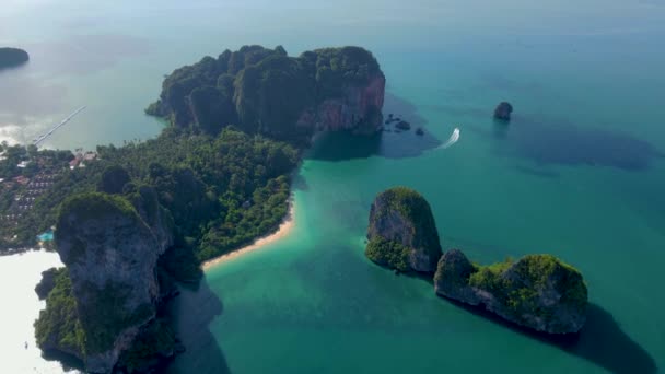 Railay Beach Krabi Tayland Railay Krabi Nin Tropikal Plajı Tayland — Stok video