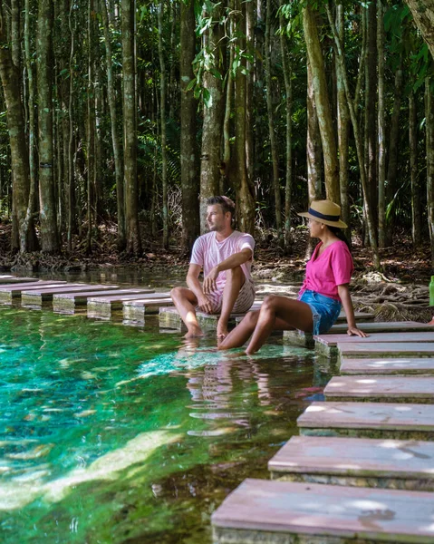 Lac Émeraude Piscine Bleue Krabi Thaïlande Forêt Mangroves Krabi Thaïlande — Photo