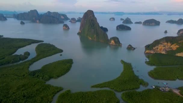 Panorama View Sametnangshe View Mountains Phangnga Bay Mangrove Forest Andaman — Stock Video