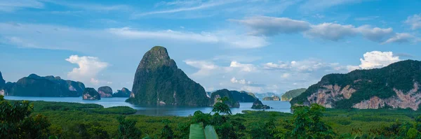 Панорамный Вид Саметнангше Вид Горы Заливе Пангнга Мангровым Лесом Андаманском — стоковое фото