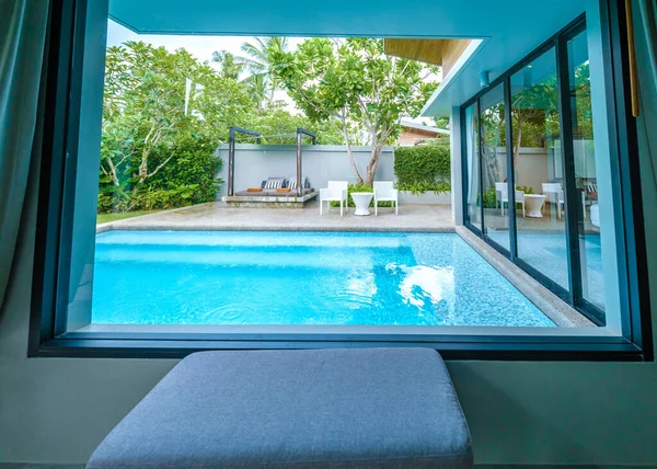 Moderna Casa Con Piscina Moderna Villa Con Piscina Playa Villa — Foto de Stock