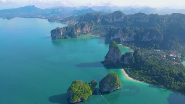 Railay Beach Krabi Thaïlande Plage Tropicale Railay Krabi Vue Panoramique — Video