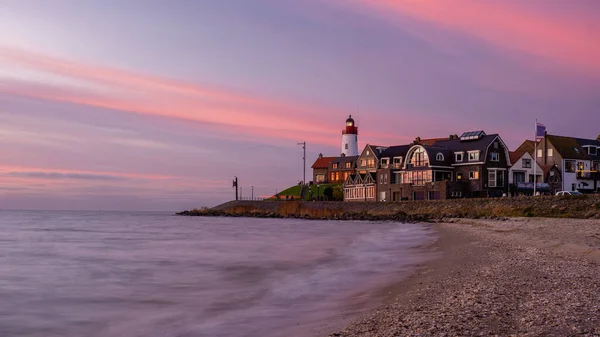 Urk Flevoland Netherlands Sunset Lighthouse Harbor Urk Holland Fishing Village —  Fotos de Stock