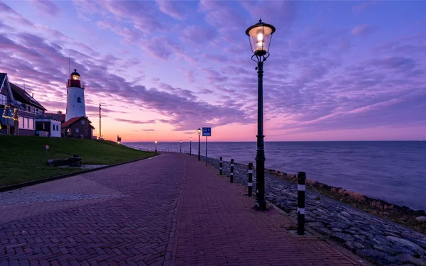 Urk Flevoland Netherlands Sunset Lighthouse Harbor Urk Holland Fishing Village —  Fotos de Stock