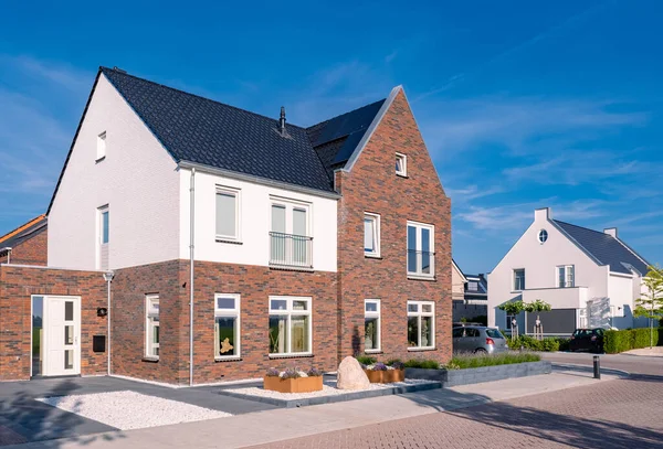 Dutch Suburban Area Modern Family Houses Newly Build Modern Family — Stok fotoğraf