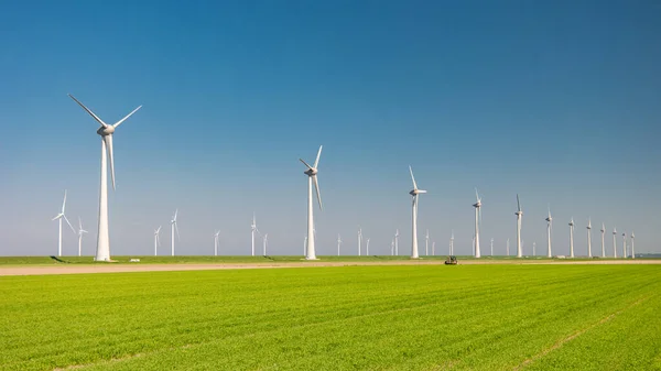 Parque Molinos Viento Océano Vista Aérea Drones Turbinas Molinos Viento — Foto de Stock