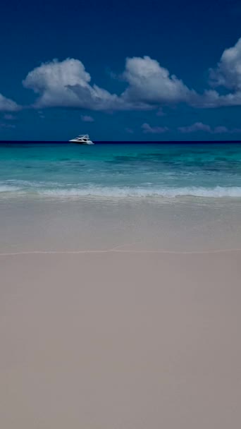 Anse Cocos Digue Seychellen Tropischer Weißer Strand Mit Blauem Meer — Stockvideo