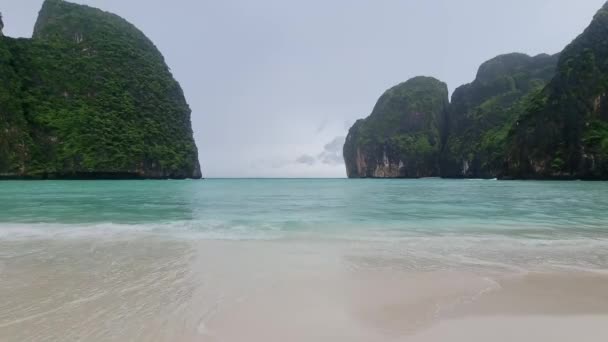 Maya Bay Koh Phi Phi Rain Monsoon Season Rainy Day — Stock Video