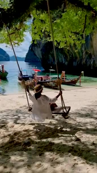Koh Hong Island Krabi Tailandia Mujeres Playa Koh Hong Una — Vídeos de Stock