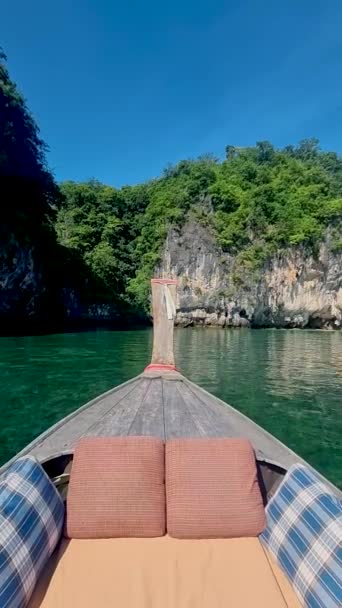 Luxusní Longtail Loď Krabi Thajsku Koh Hong Island Výlet Tropickém — Stock video