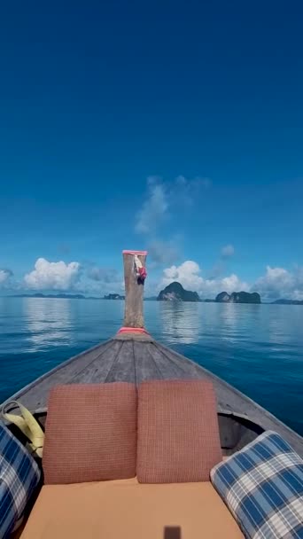 Розкішний Лонгтейл Човен Крабі Таїланд Кох Хон Айленд Подорожі Тропічному — стокове відео