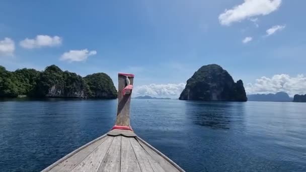 Luxury Longtail Boat Krabi Thailand Koh Hong Island Trip Tropical — Vídeo de Stock