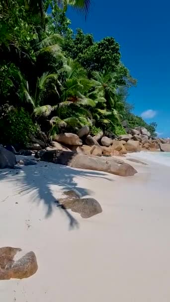 Anse Lazio Praslin Seychely Tropická Pláž Během Luxusní Dovolené Seychelách — Stock video