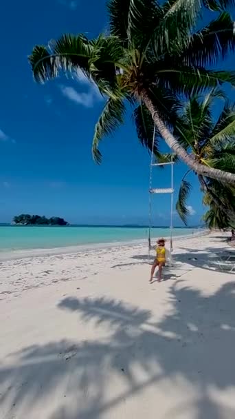 Praia Cote Dor Praslin Seychelles Praia Tropical Durante Umas Férias — Vídeo de Stock