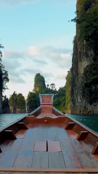 Khao Sok Thailand Longtail Boat Khao Sok National Park Thailand — Vídeos de Stock