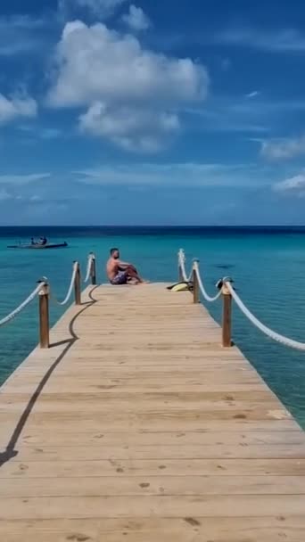 Curacao Caribbean Island Kokomo Beach Views Caribbean Island Curacao Bright — Stok video