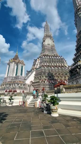 Wat Arun Tempel Van Dawn Oriëntatiepunt Van Bangkok Thailand Tijdens — Stockvideo