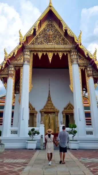 Wat Pho Tempio Del Buddha Sdraiato Tempio Reale Nella Capitale — Video Stock