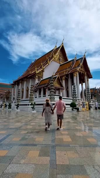 Wat Suthat Thepwararam Ratchaworahawihan Королівський Храм Столиці Бангкоку Таїланд Кілька — стокове відео
