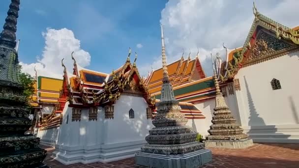 Wat Pho Royal Temple Capital City Bangkok Thailand Beautiful Wat — Wideo stockowe