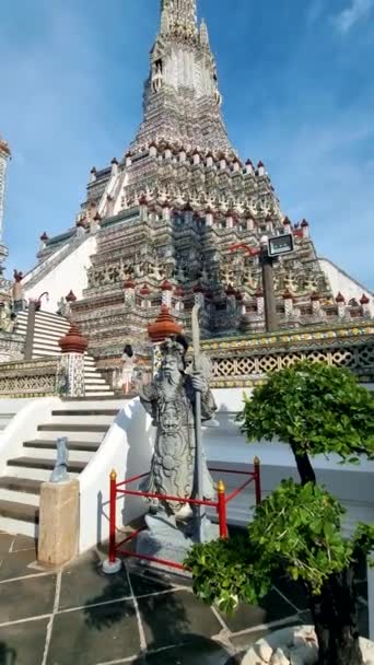 Wat Arun Tempel Van Dageraad Monument Van Bangkok Thailand Tijdens — Stockvideo